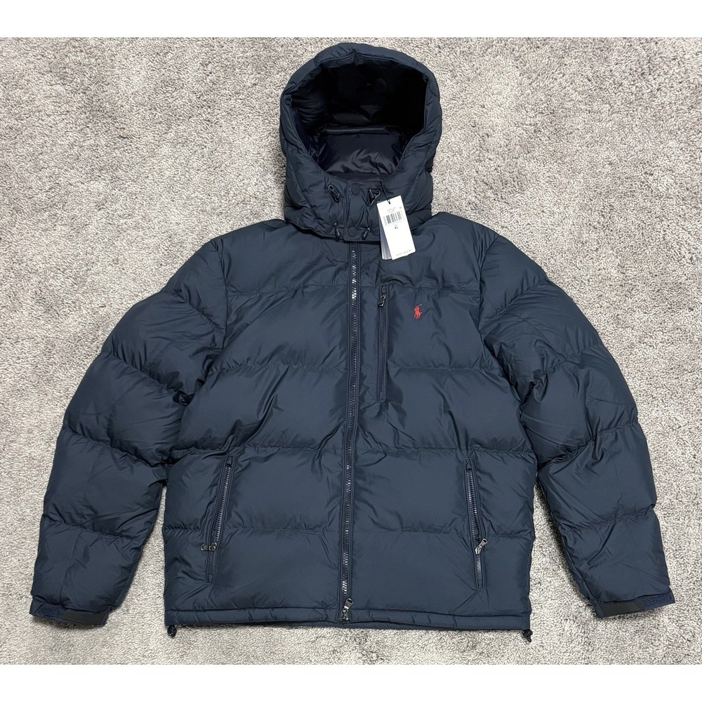 Polo Ralph Lauren The Gorham Down Hooded Puffer Jacket Navy Blue Mens Size XL